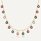 Gold-Plated Brass Vintage-Inspired Enamel Pendant Necklace in a gold-tone brass finish