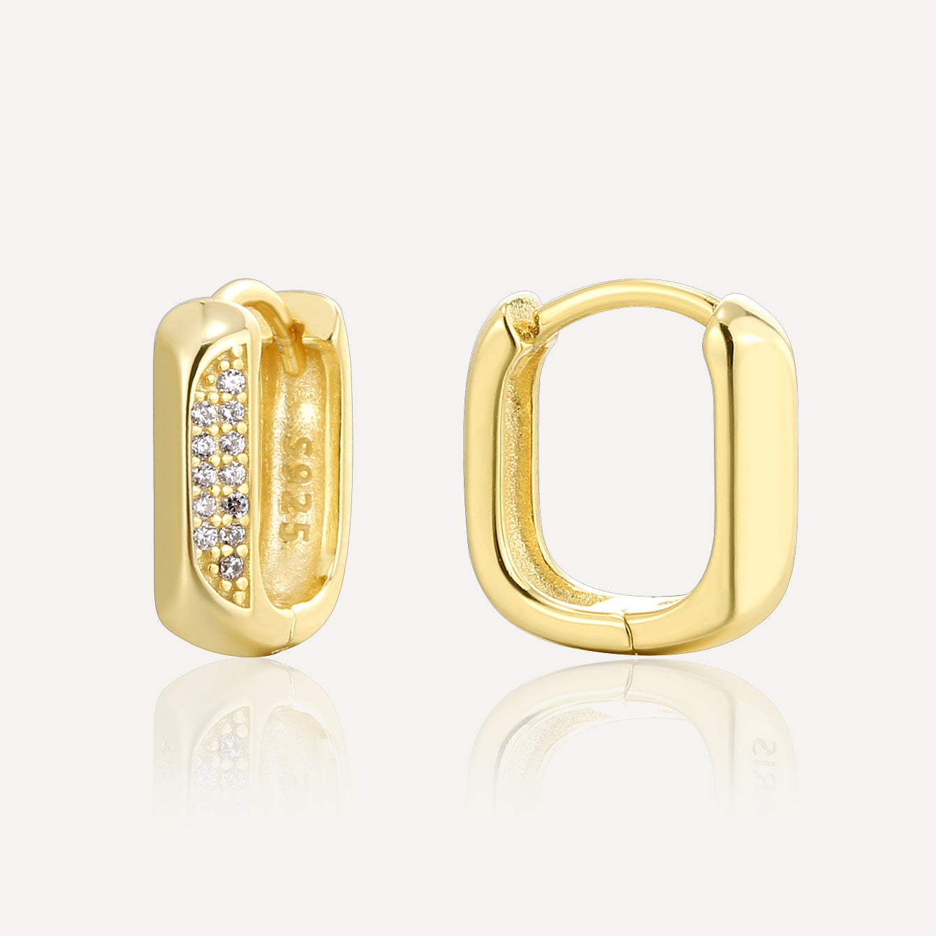 SE0084 S925Silver Simple U Shaped Zirconia Earrings for Women Plated14K New Gold Earrings