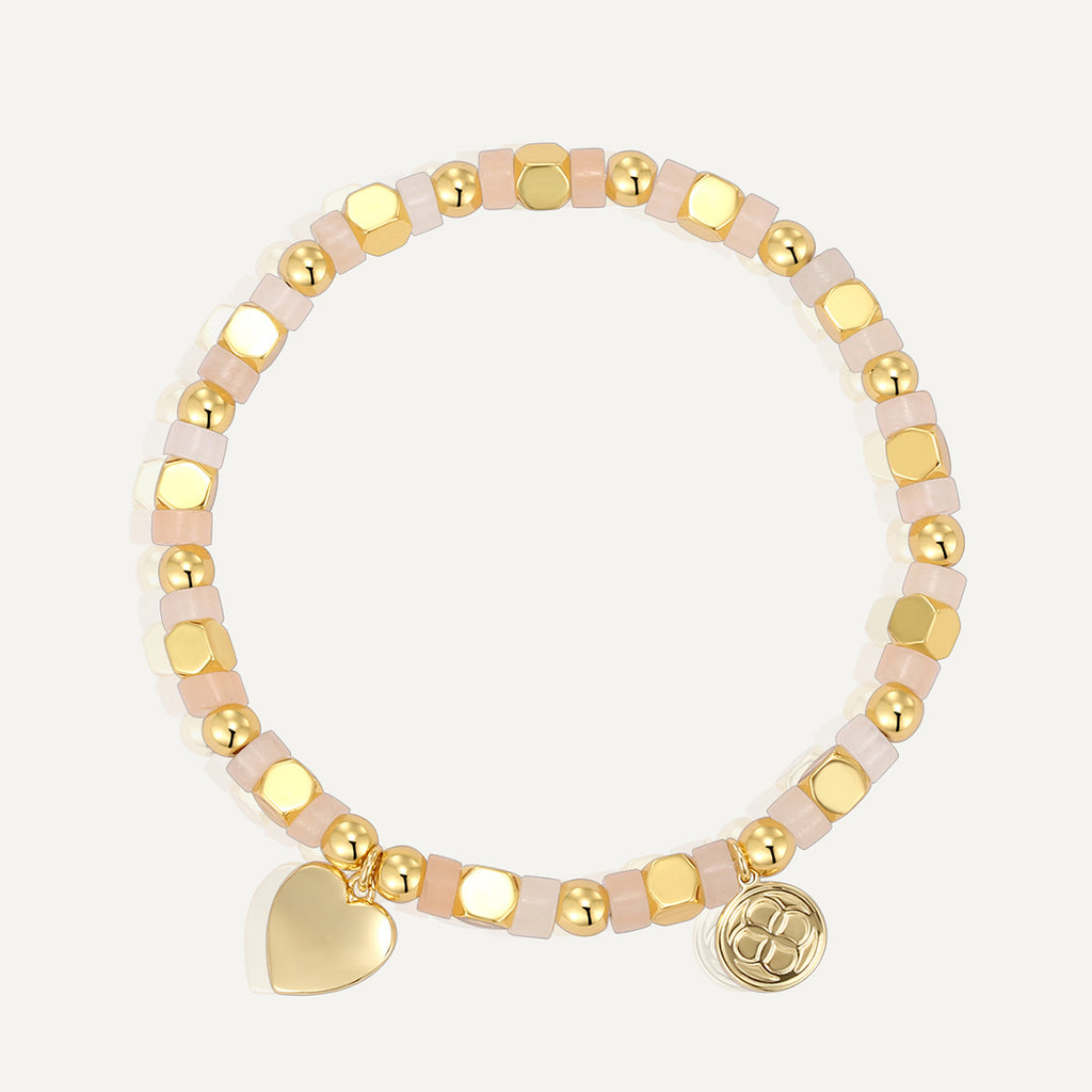 B0333 Fashionable and Romantic Heart Pendant Beaded Chalcedony Bracelet