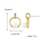 E0432 Fashion Round Design Pearl Earrings Minimalist Micro Pave Zircon Stud Earrings
