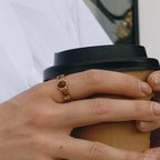 Tiger Eye Stone Ring Non-Fading Stainless Steel Agate Jewelry for Women rings