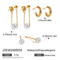 Pearl Stainless Steel Gold-Plated Earrings — front detail — jewelry finish and design detail