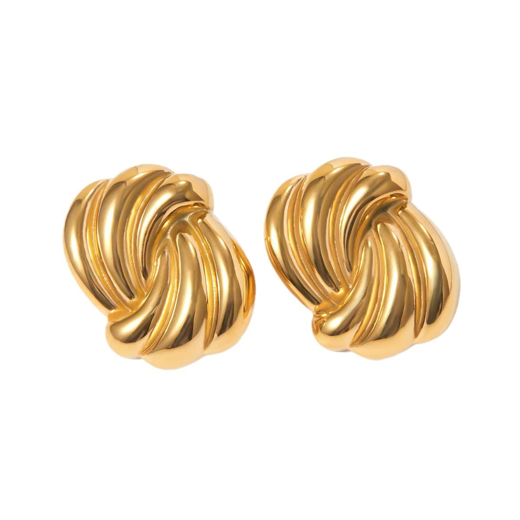 2H New style stainless steel earrings18k Gold Non-Fading Earrings Spiral Wave Strip Earrings
