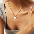 French Retro Braided Chain Heart Necklace Women's Stainless Steel Transparent Zircon Heart Pendant Necklace