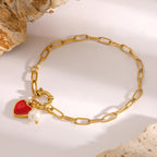 2H Stainless Steel Oil Drip Heart Pendant Bracelet18k Product
