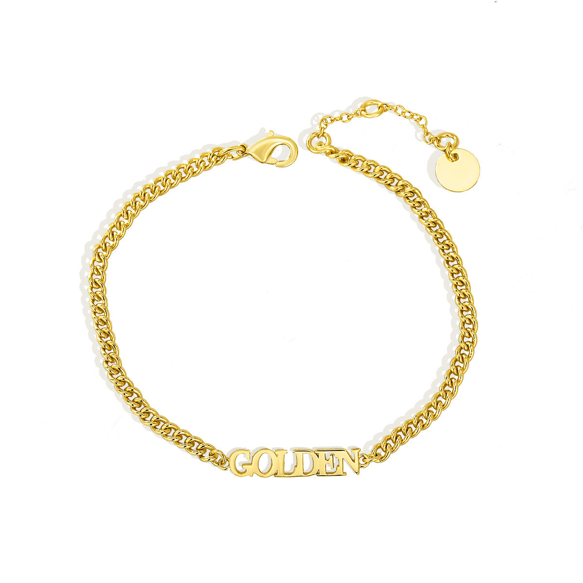 B0056 Vintage Gold-Plated Letter Bracelet for Women gold Minimalist Cuban Chain