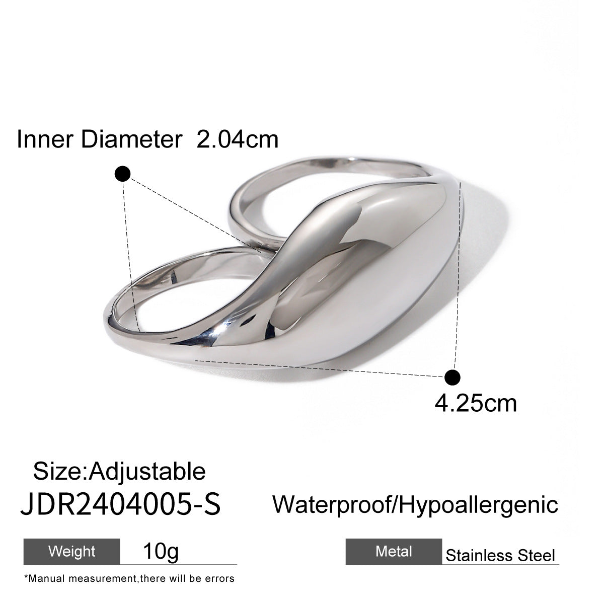 18k Gold Stainless Steel Chubby Smooth Double Finger Ring Design Sense Large Smooth Ring for Women