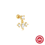 S925Sterling Silver Opal Inlaid Diamond Round Bead Threaded Piercing Ear Bone Stud Hot-Selling High-End Marquise Opal Earrings