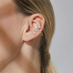 E0512 French Style Fashionable and Unique New Clip-On Earrings for Women, Brass Gold-Plated with Zirconia Ear Jewelry