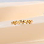 R0557 Minimalist Hollow Heart Connected Fashion Ring for Women Brass Gold Plated Cool Finger Ring