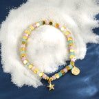 B0312 Star Pendant Trendy Casual Bracelet Chalcedony Stone Beads