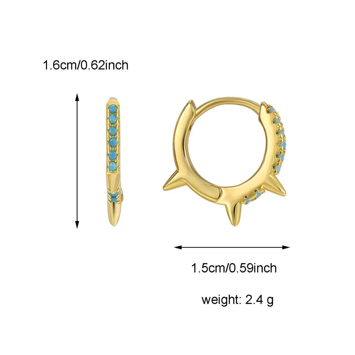 CYE0516 Fashion Punk Style Hip-Hop Unique Earrings for Women Blue Turquoise Minimalist Earrings