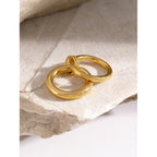 18K Gold Stainless Steel Metal Glossy Two-Piece Ring Set Hot Selling Simple Ring