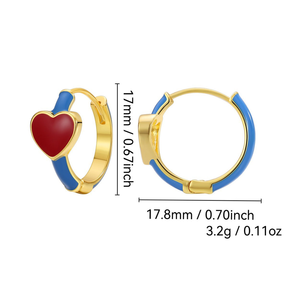 E0697 Fashion Heart Color-Block Resin Earrings for Women Simple Cute Heart-Shaped Earrings