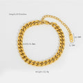 Modern 18K Gold-Plated Stainless Steel Cuban Link Bracelet with Layered Detail — alternate angle — jewelry finish and design detail
