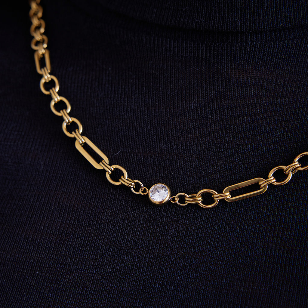 Zircon Necklace Collarbone Chain Stainless Steel Jewelry Non-Fading Necklace