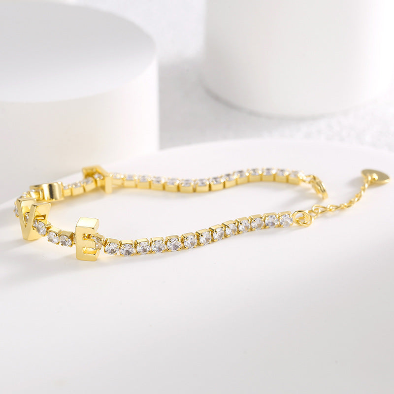 B0138 French Romantic Fashion Design Love Couple Bracelet Women's Holiday Gift Micro-encrusted Zirconia Chain