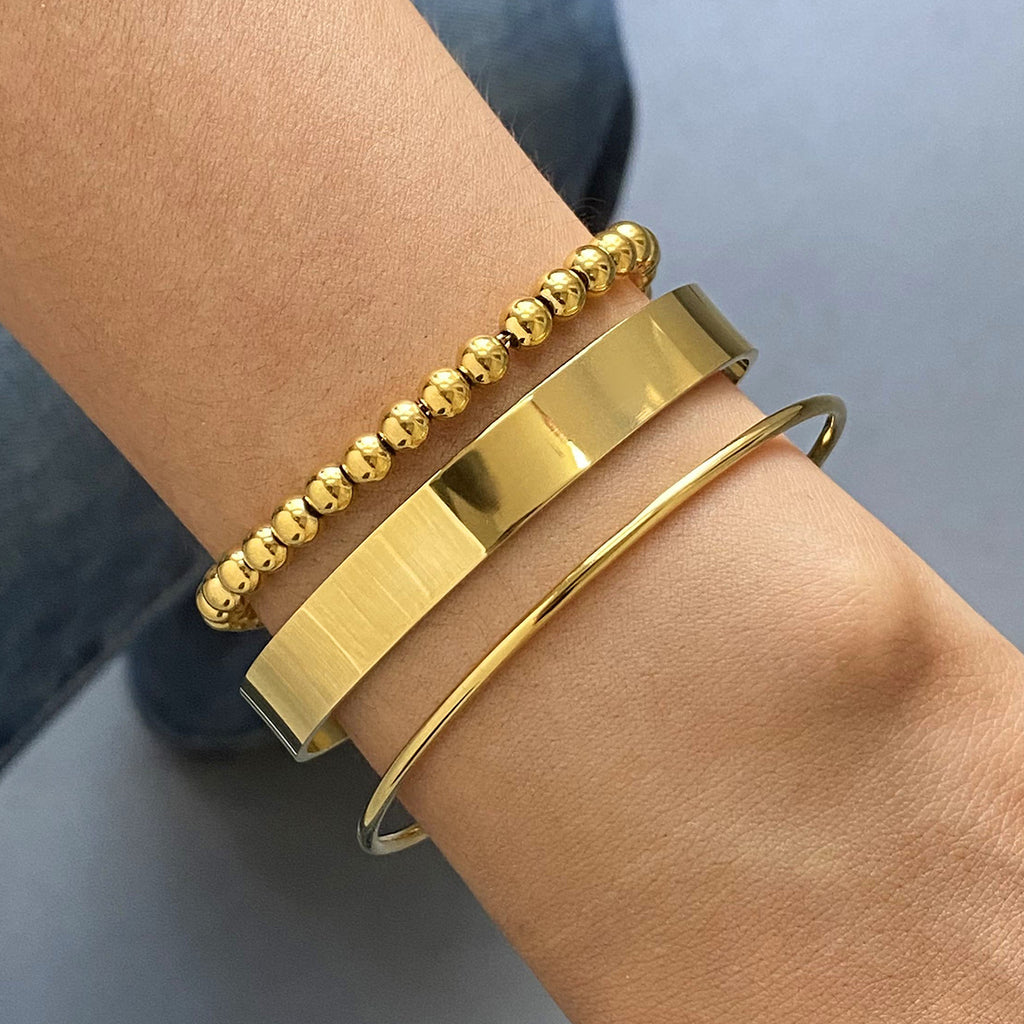 Stainless Steel Beaded Bracelet Open Bracelet18K gold Accessories