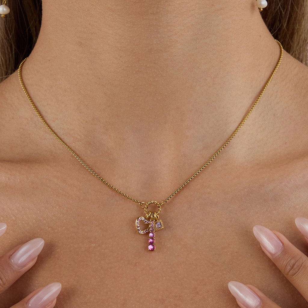 Stainless Steel Zircon Heart Necklace Jewelry for Women Collarbone Chain Choker