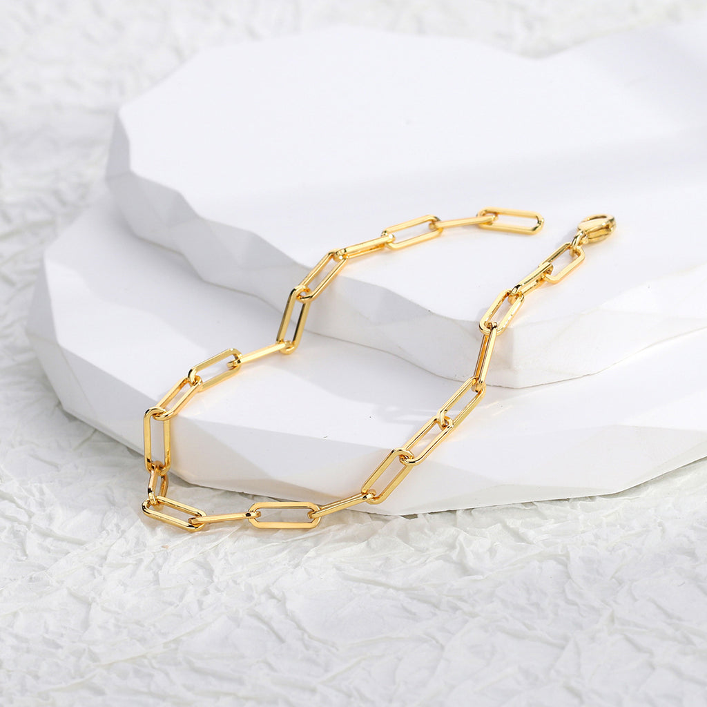 B0080 Ornament Unisex Fashion Simple gold Paperclip Chain Bracelet