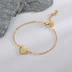 B0182  Korean Version Fashion Simple Heart-shaped Bracelet for Women gold Love Heart26Minimalist Letter Style