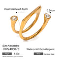 18K Gold-Plated Stainless Steel Cubic Zirconia Open Profile Open Ring — finish and profile — jewelry finish and design detail