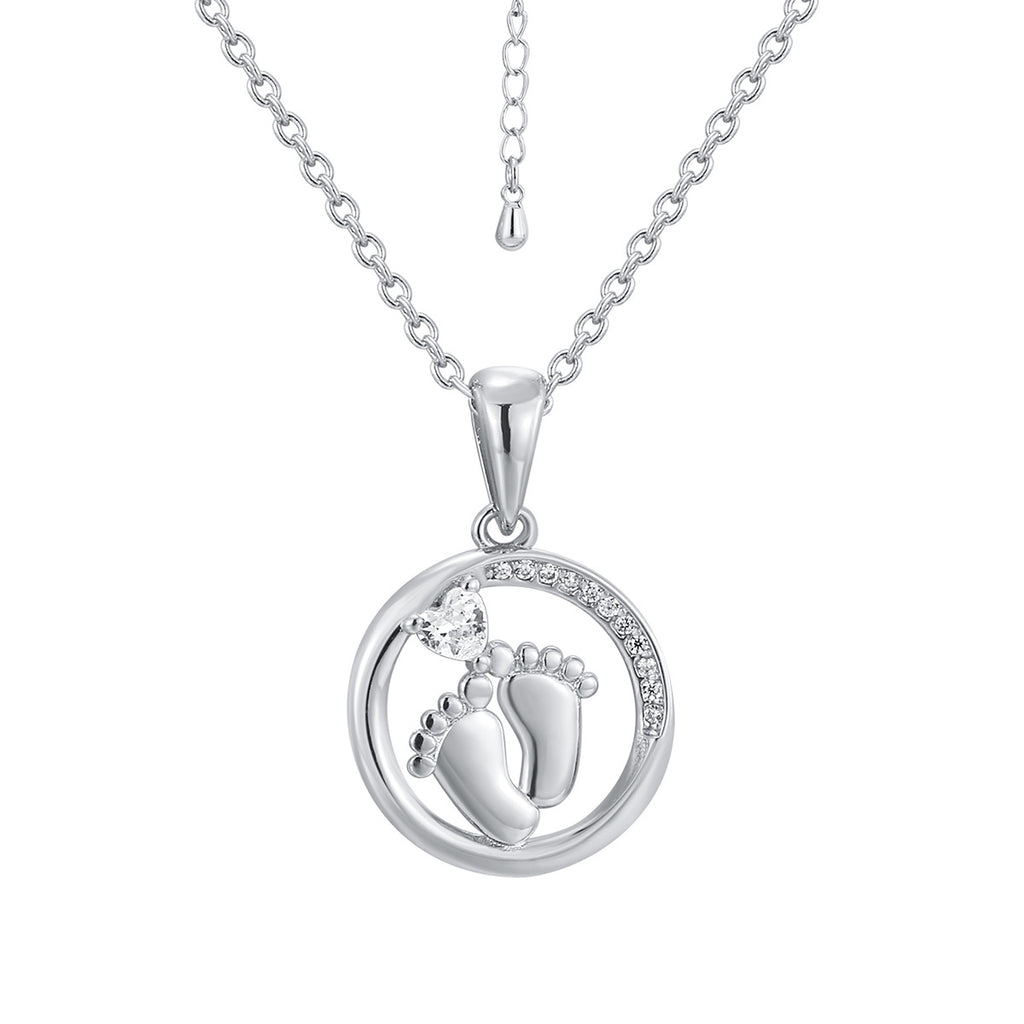 CYN0114 Round Footprint Copper Necklace Pendant for Women Collarbone Chain