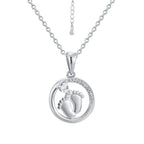 CYN0114 Round Footprint Copper Necklace Pendant for Women Collarbone Chain