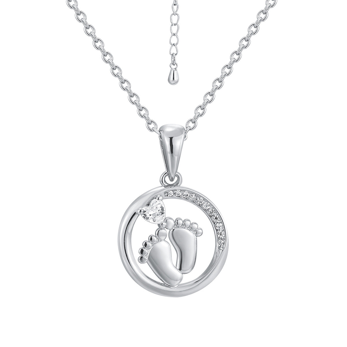 CYN0114 Round Footprint Copper Necklace Pendant for Women Collarbone Chain