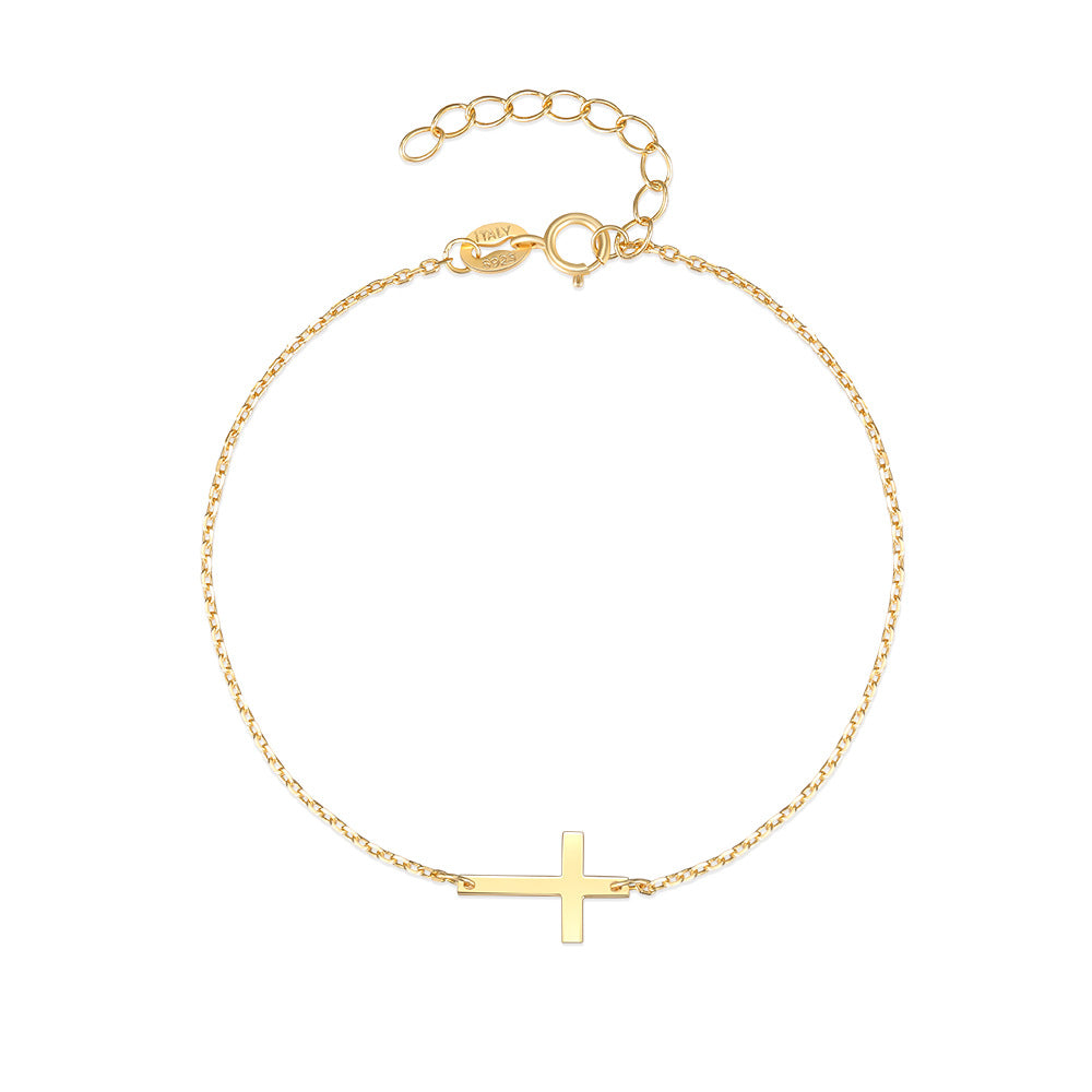 S925 Sterling Silver Cross Bracelet for Women Minimalist Jewelry