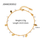2H Stainless Steel Gold Anklet No Need to Remove for Bathing Girl's Foot Jewelry Non-Fading