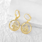 E0325 Korean Style Fashion Hollow Earrings for Women Gold-Plated Butterfly Zircon Small Earrings