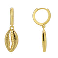 Gold-Plated Brass Shell Feather Earrings styled for independent jewelry boutiques — jewelry finish and design detail