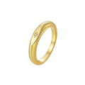 Gold-Plated Brass Pavé White CZ Ring with Minimalist Detail with a minimalist design profile