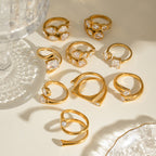 18k Gold Stainless Steel Zircon Open Ring rings