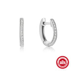 925Pure Silver Minimalist Leaf Geometric Inlaid Diamond Simple Hoop Earrings Hot-Selling High-End Earrings