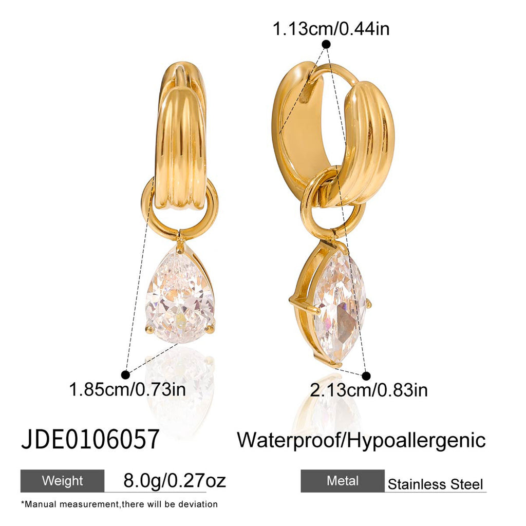 Water Drop Zircon Earrings Ear Clip Stainless Steel Ear Jewelry Does Not Fade
