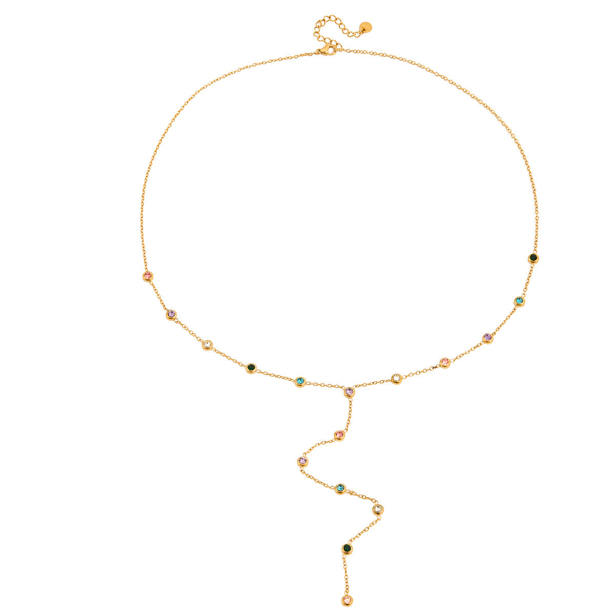 Rhinestone Tassel Necklace Collarbone Chain Stainless Steel Y Chain Jewelry