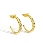 E0058Fengnu Gold Rope Twist Circle Earrings18K Gold Plated Brass Hoop Earrings