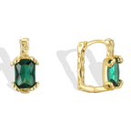 SE0329 S925Silver Original Retro Design Green Zircon Hoop Earrings Sweet Cool Earrings