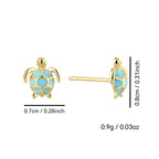 E0744 Jewelry Cute Earrings for Women Simple Gold-Plated Blue Resin Turtle Design Earrings