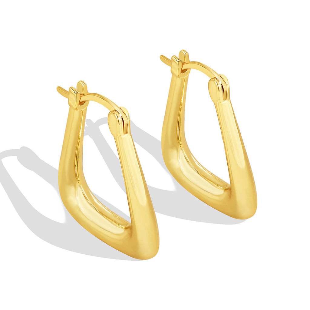 E0297 Triangle Earrings for Women Copper Plated Real Gold French Style Geometric Minimalist Ear Clips Versatile Ear Jewelry