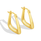 E0297 Triangle Earrings for Women Copper Plated Real Gold French Style Geometric Minimalist Ear Clips Versatile Ear Jewelry