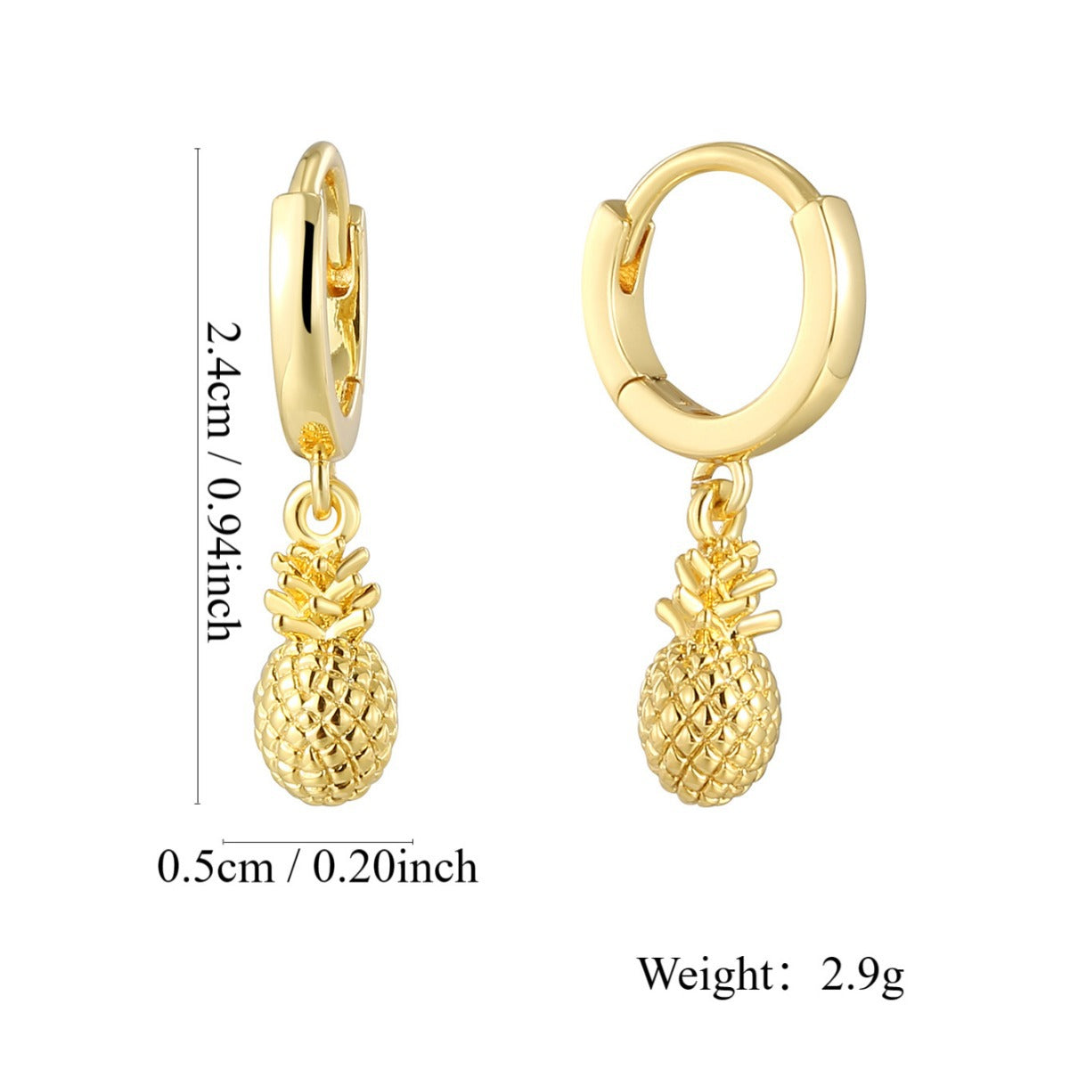 E0766 Fashion Creative Design Earrings for Women New Copper Plated18K Gold Cute Style Pineapple Earrings