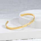 B0074 AliExpress Minimalist Personality gold Smooth Single Diamond Open Bracelet Women's Jewelry