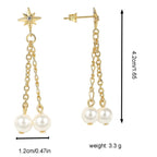 E0342 Fashion Pearl Tassel Earrings Hexagram Earrings for Women Trendy Star