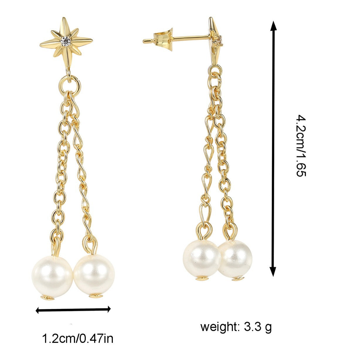 E0342 Fashion Pearl Tassel Earrings Hexagram Earrings for Women Trendy Star