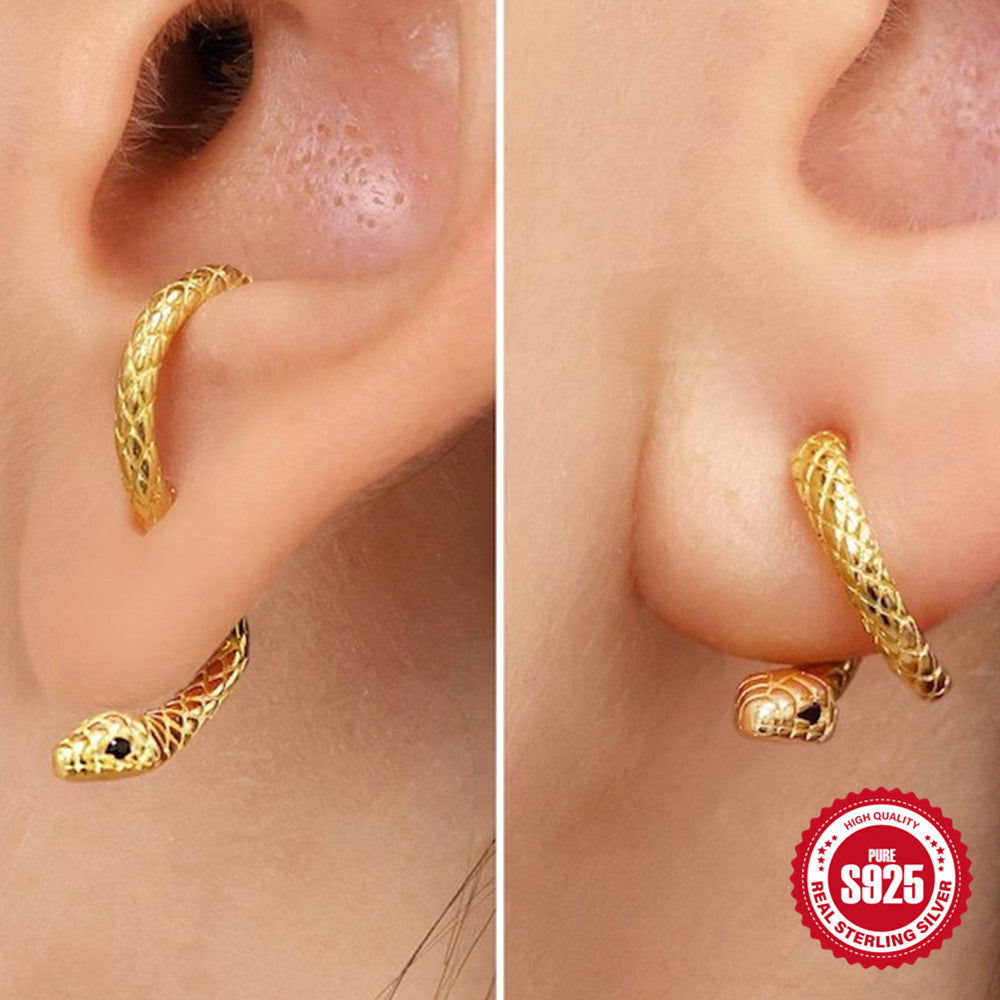 925Pure Silver Creative Fun Little Snake Adjustable Stud Earrings Hot-Selling Trendy Earrings In Stock