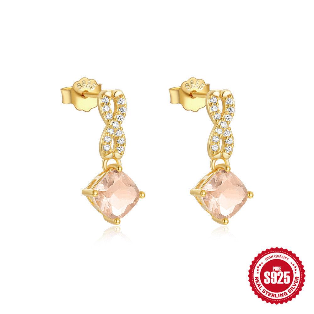 S925Sterling Silver Inlaid Diamond Pearl Tassel Chain Earrings Studs Hot-Selling Geometric Star Moon High-End Ear Jewelry