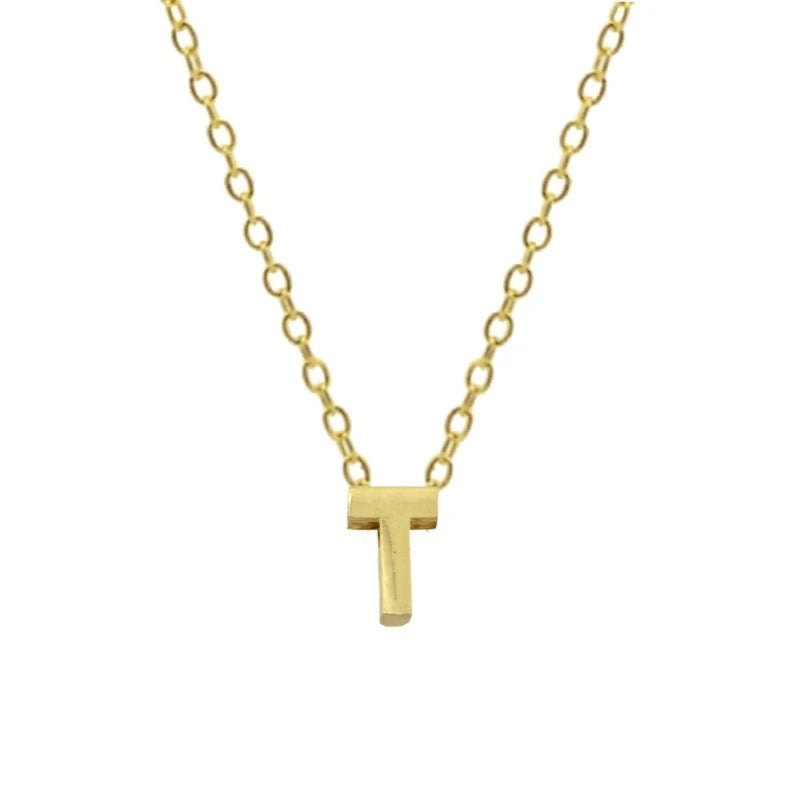 Sterling Silver 26 Letter Pendant Necklace Polished Collarbone Chain